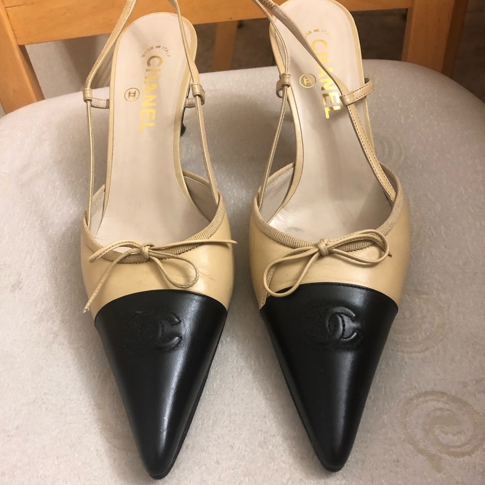 Chanel Sling back Sandals  Cap Toe 40.5